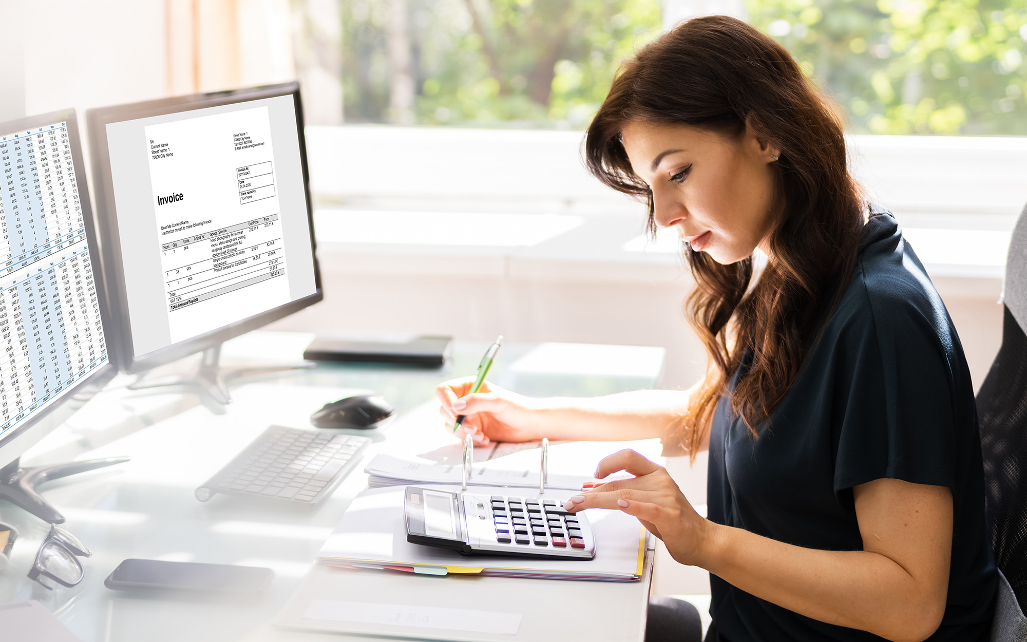 Accountant Using E Invoice Software At Computer
